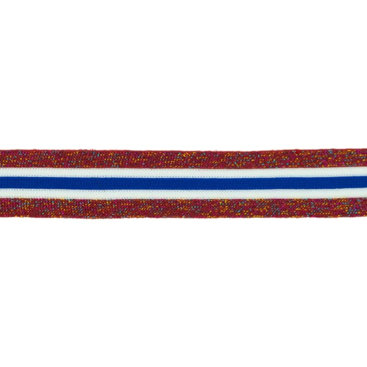 Hosenband Polyester leicht elastisch Streifen Glitzer rot weiß blau Breite: 3cm