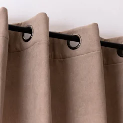 3-in-1 Thermovorhang Dim-Out Akustik mit Ösenaufhängung uni braun strukturiert 140x260cm