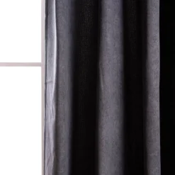 3-in-1 Thermovorhang Dim-Out Akustik mit Ösenaufhängung uni anthrazit grau strukturiert 140x260cm