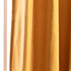 3-in-1 Thermovorhang Dim-Out Akustik mit Ösenaufhängung uni honig gelb strukturiert 140x260cm
