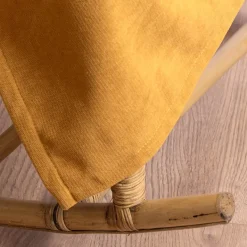 3-in-1 Thermovorhang Dim-Out Akustik mit Ösenaufhängung uni honig gelb strukturiert 140x260cm