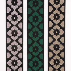 Jacquard-Borte Webborte orientalische Blumen schwarz rosa 40mm breit