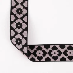 Jacquard-Borte Webborte orientalische Blumen schwarz rosa 40mm breit