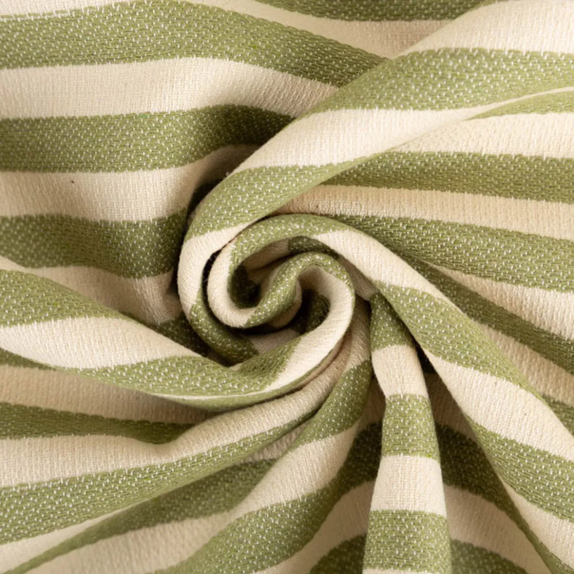 Jacquard Stoff Baumwollstoff Maurs Streifen Natur Grün 2,60m Breite