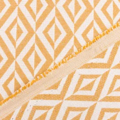 Jacquard Stoff Dekostoff Doubleface Monza Art Déco ockergelb weiß 2,80m Breite