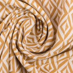 Jacquard Stoff Dekostoff Doubleface Monza Art Déco ockergelb weiß 2,80m Breite