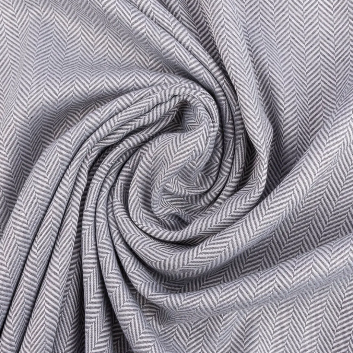 Jacquard Stoff Dekostoff Doubleface Miseno Fischgrät hellgrau 2,80m Breite