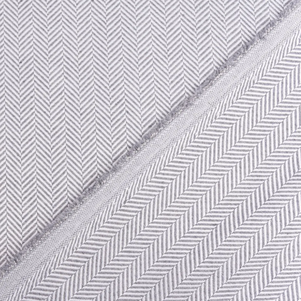 Jacquard Stoff Dekostoff Doubleface Miseno Fischgrät hellgrau 2,80m Breite