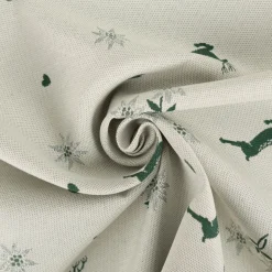 Jacquard Stoff Dekostoff Hirsch Edelweiß Herz Doubleface grün ecru 1,4m Breite