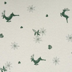 Jacquard Stoff Dekostoff Hirsch Edelweiß Herz Doubleface grün ecru 1,4m Breite