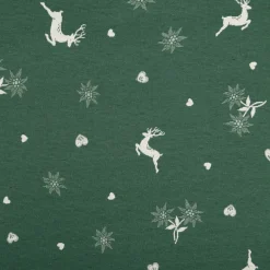 Jacquard Stoff Dekostoff Hirsch Edelweiß Herz Doubleface grün ecru 1,4m Breite