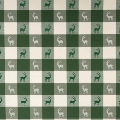 Jacquard Stoff Dekostoff Karos Hirsche grün weiß 140cm Breite
