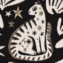 Jacquardstoff Dekostoff Mystik Blätter Schlange Vogel Wildkatze schwarz beige goldfarbig 140cm Breite