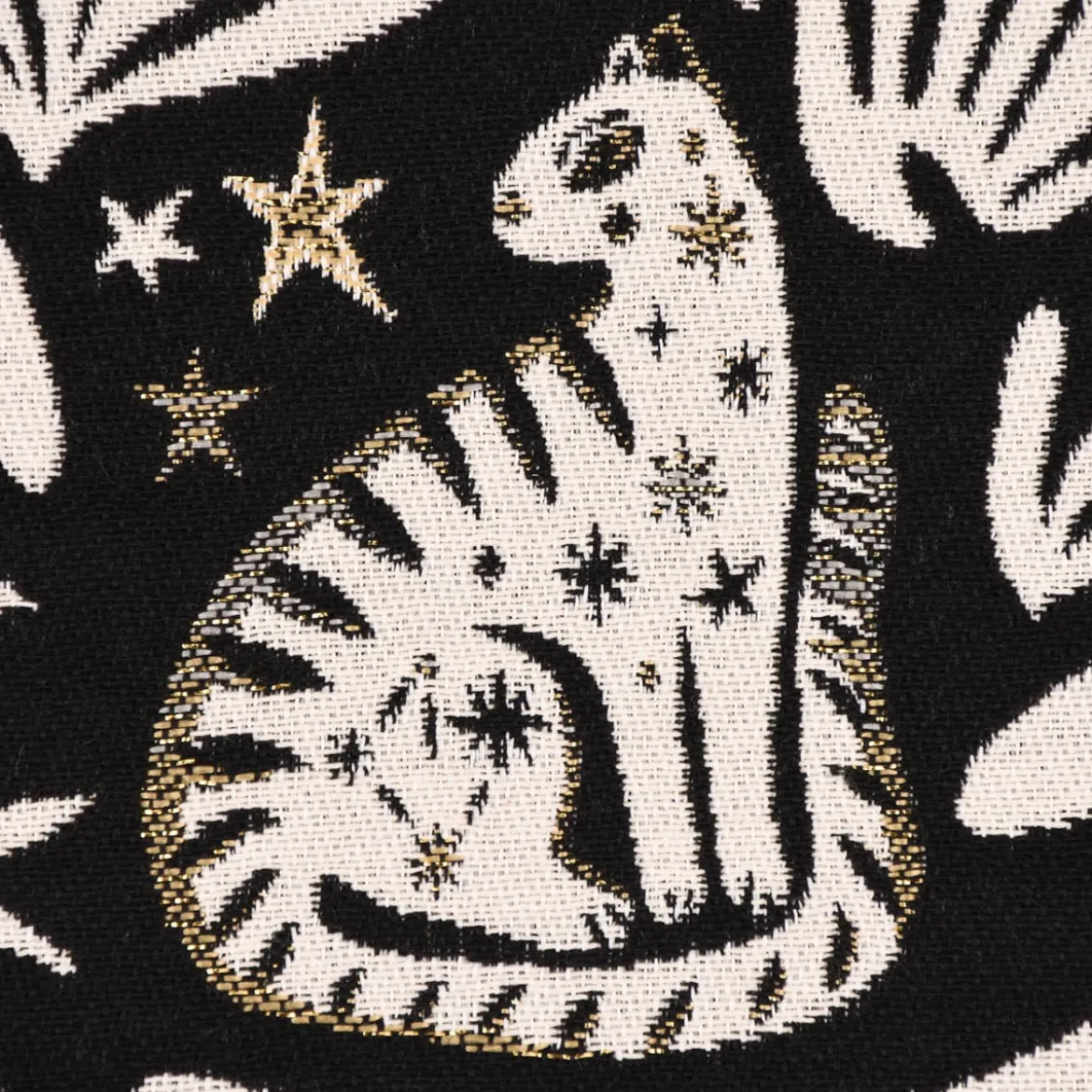 Jacquardstoff Dekostoff Mystik Blätter Schlange Vogel Wildkatze schwarz beige goldfarbig 140cm Breite