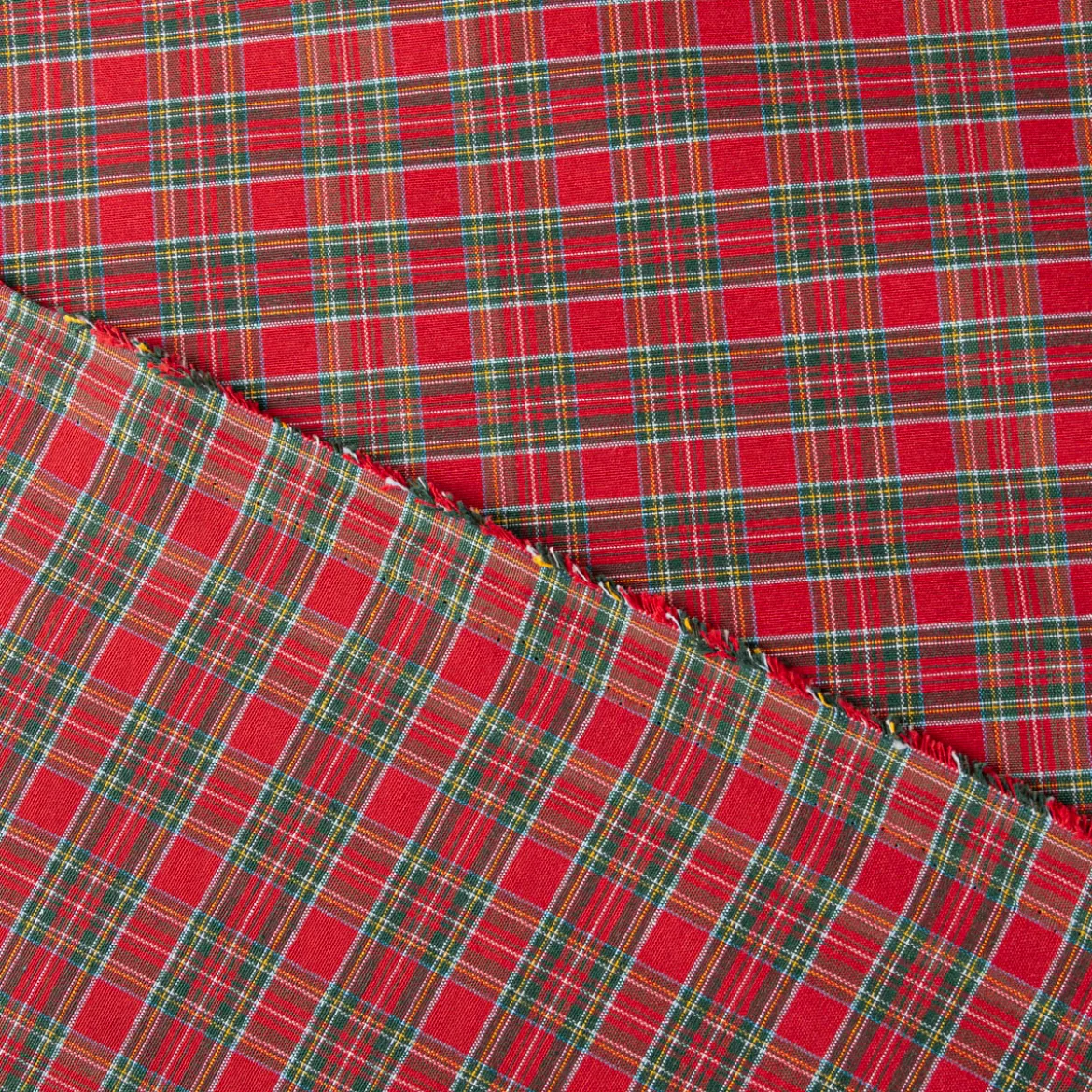 Jacquard Stoff Dekostoff Vichy Karo rot grün 2,80m Breite