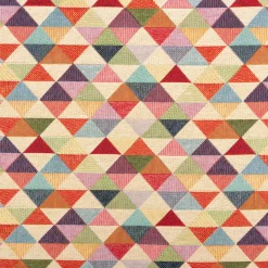 Jacquard Stoff Gobelin Dreiecke beige bunt 1,40m Breite