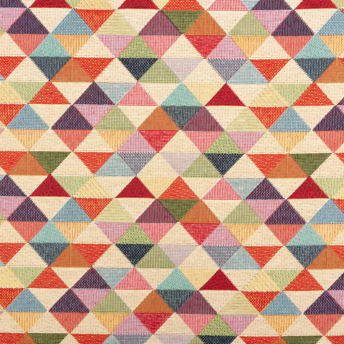 Jacquard Stoff Gobelin Dreiecke beige bunt 1,40m Breite