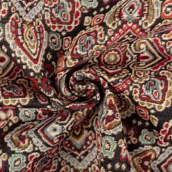 Jacquard Stoff Gobelin Ornamente schwarz bunt 1,40m Breite