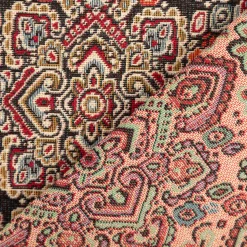Jacquard Stoff Gobelin Ornamente schwarz bunt 1,40m Breite