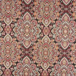 Jacquard Stoff Gobelin Ornamente schwarz bunt 1,40m Breite
