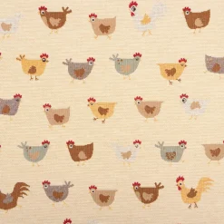Jacquard Stoff Gobelin Premium Dekostoff Comic Chickens beige braun 1,4m Breite