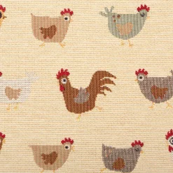 Jacquard Stoff Gobelin Premium Dekostoff Comic Chickens beige braun 1,4m Breite