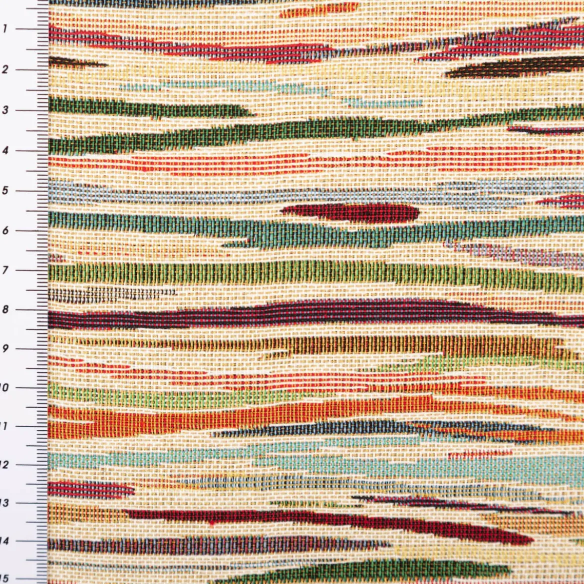 Jacquard Stoff Gobelin Streifen beige bunt 1,40m Breite
