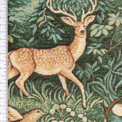 Jacquard Stoff Gobelin Waldtiere grün braun 1,40m Breite