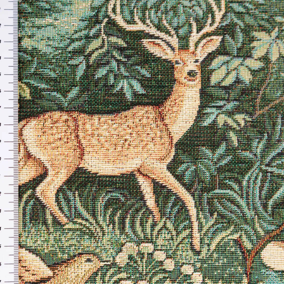 Jacquard Stoff Gobelin Waldtiere grün braun 1,40m Breite