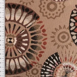 Jacquard Stoff Premium Dekostoff Mandala Circle Sun taupe rot schwarz 1,4m Breite
