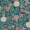 Jacquard Stoff Premium Dekostoff Classic Vintage Bloom Rosen grün rosa 1,4m Breite