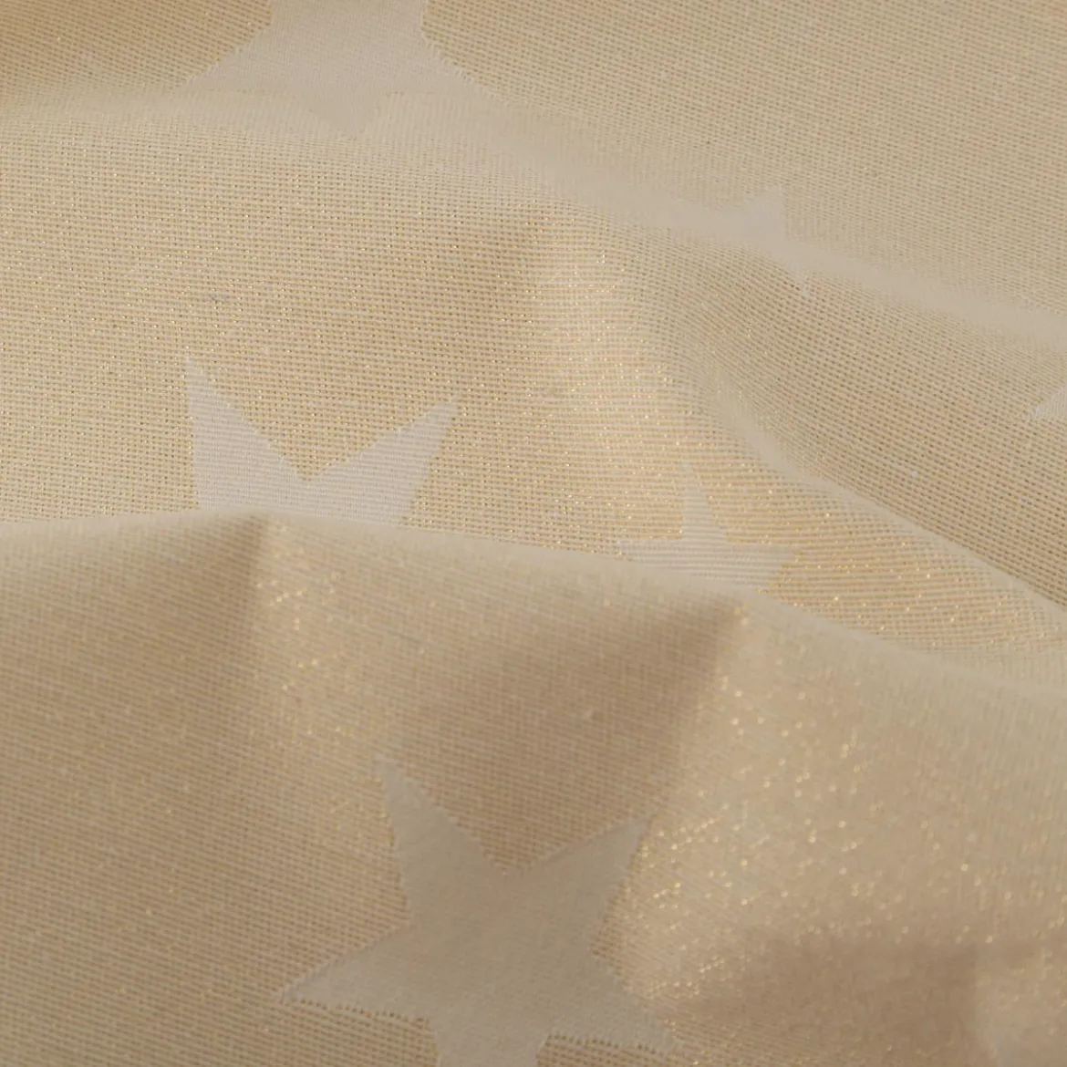 Jacquard Stoff Weihnachtsstoff Sterne Gold Glam Metallic-Effekte beige gold 2,80m Breite