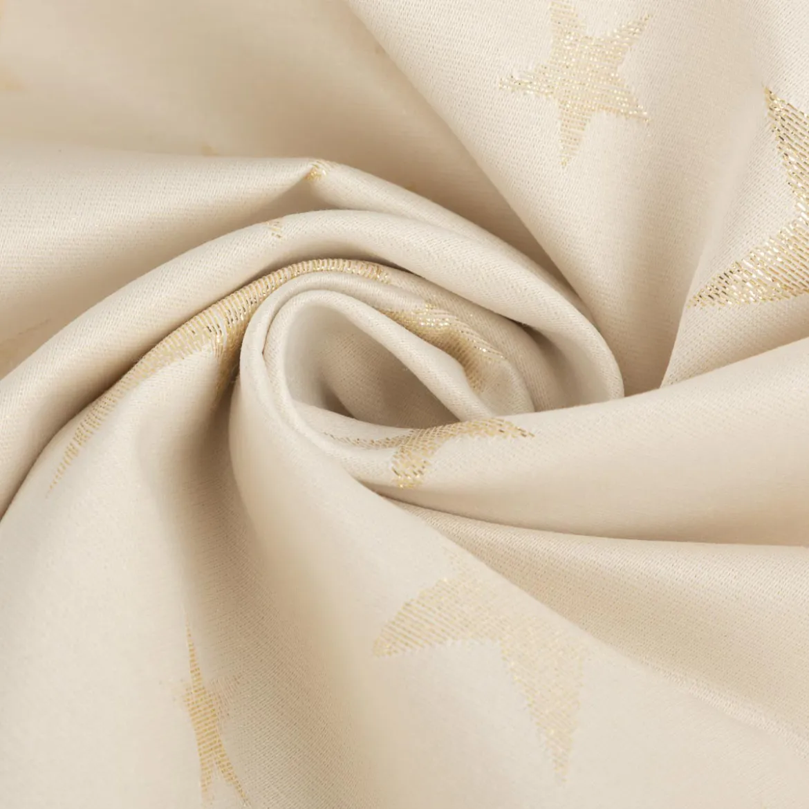 Jacquard Stoff Weihnachtsstoff Sterne Gold Glam Metallic-Effekte beige gold 2,80m Breite