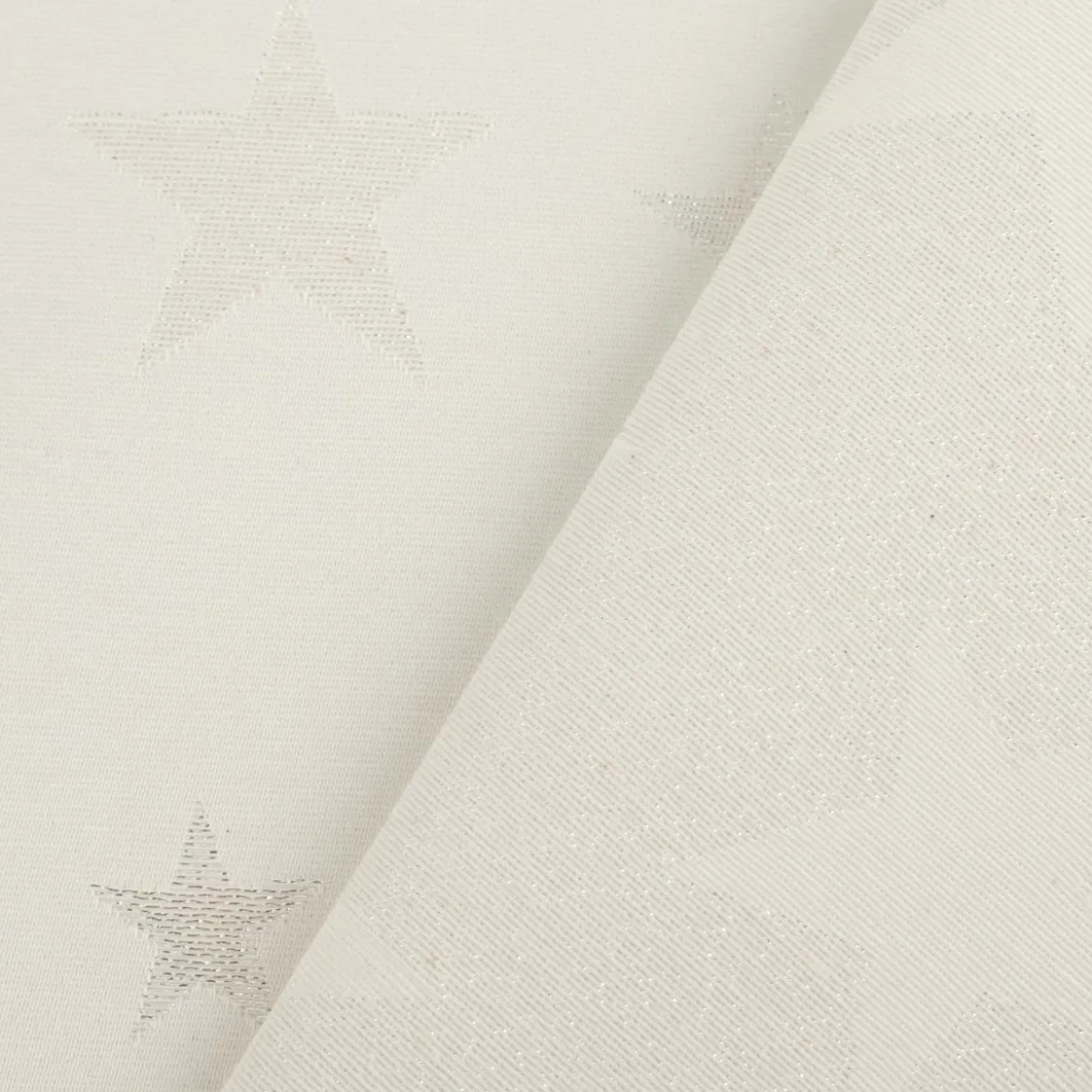 Jacquard Stoff Weihnachtsstoff Sterne Silber Glam Metallic-Effekte ecru silber 2,80m Breite