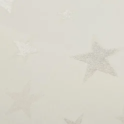Jacquard Stoff Weihnachtsstoff Sterne Silber Glam Metallic-Effekte ecru silber 2,80m Breite