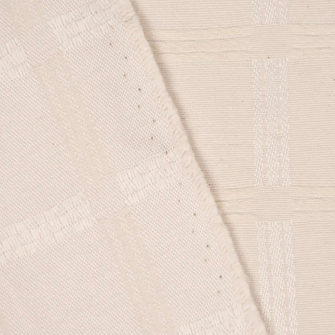 Jacquard Tischwäschestoff Dekostoff extrabreit Karo Würfel ecru 2,8m Breite