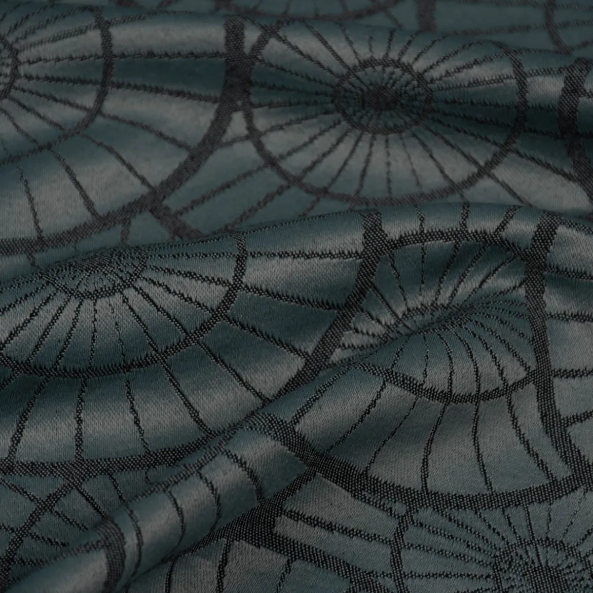 Jacquard Tischwäschestoff Doubleface extrabreit Caprice Kreise petrol 3,2m Breite