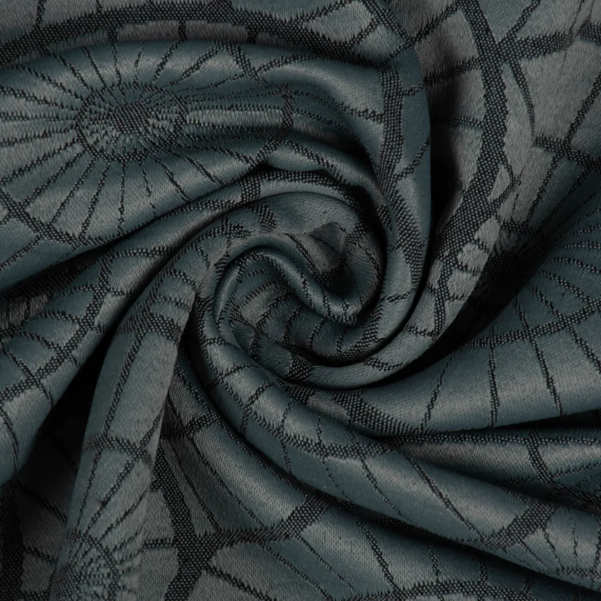Jacquard Tischwäschestoff Doubleface extrabreit Caprice Kreise petrol 3,2m Breite