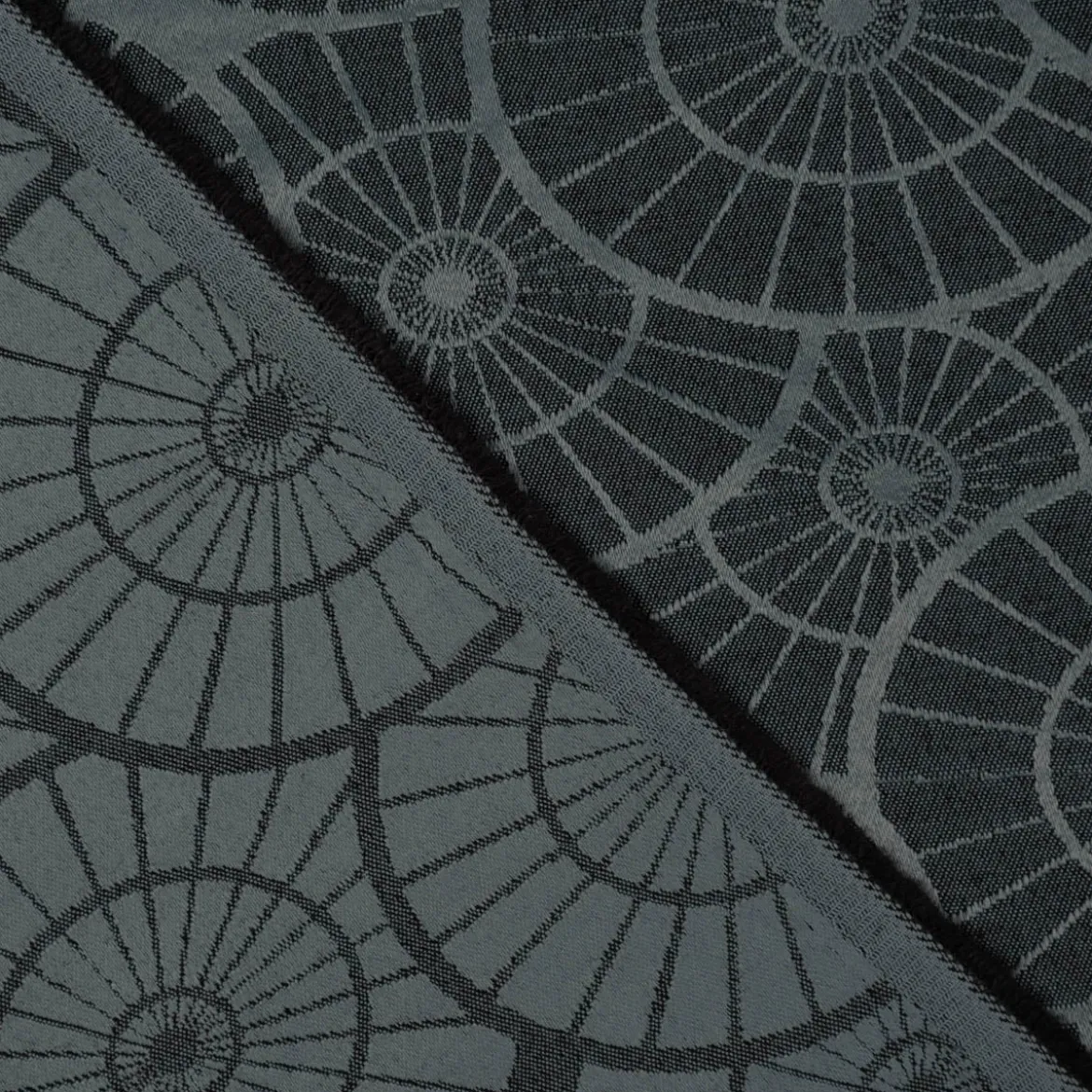 Jacquard Tischwäschestoff Doubleface extrabreit Caprice Kreise petrol 3,2m Breite