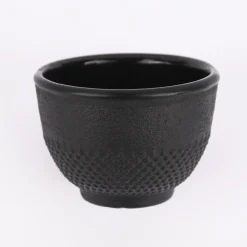 Japanische Teetassen Gusseisen Struktur- und Punktemuster schwarz 100ml 2Stk