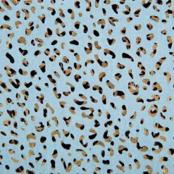 Jeansstoff Baumwollstoff Leo-Print hellblau goldfarbig 1,48m Breite