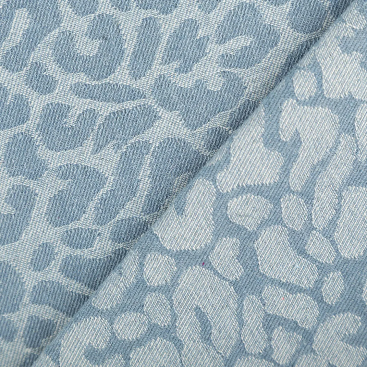 Jeansstoff Jacquard Leo Leomuster hellblau jeansblau 1,5m Breite