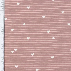 Jersey Baumwolljersey Kinderstoff Herzen Streifen altrosa 1,50m Breite
