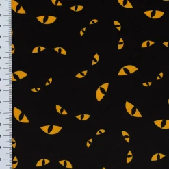 Jersey Foliendruck Halloween Katzenaugen glänzend schwarz 1,45m Breite