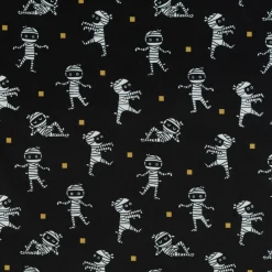 Jersey Foliendruck Halloween Mumien glänzend schwarz 1,45m Breite
