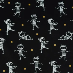 Jersey Foliendruck Halloween Mumien glänzend schwarz 1,45m Breite