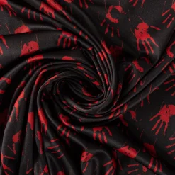 Jersey Foliendruck Halloween blutige Hände glänzend schwarz rot 1,45m Breite