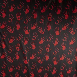 Jersey Foliendruck Halloween blutige Hände glänzend schwarz rot 1,45m Breite