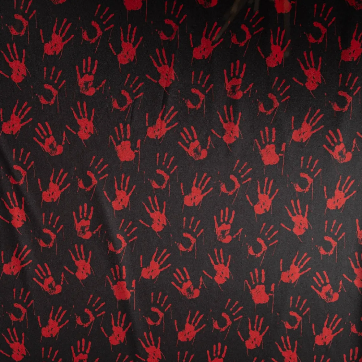 Jersey Foliendruck Halloween blutige Hände glänzend schwarz rot 1,45m Breite