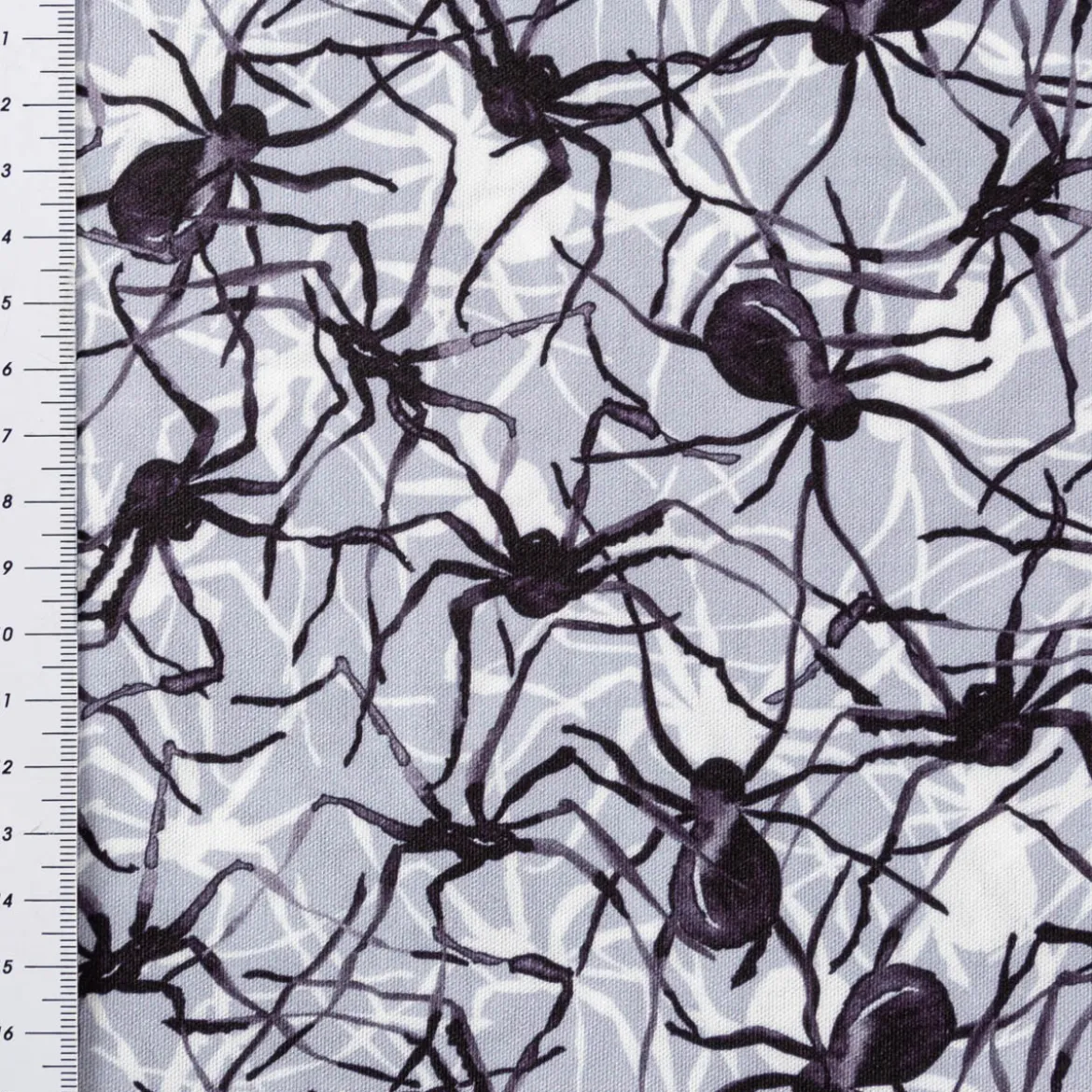 Jersey Foliendruck Halloween Spinnen glänzend grau schwarz 1,45m Breite